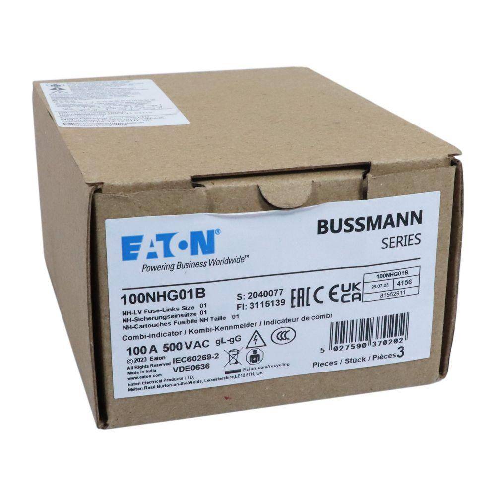 Edison 100NHG01B Fuse Link With Metal Gripping Lug, 500 VAC, 100 A