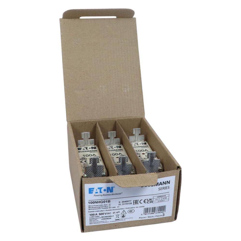 Edison 100NHG01B Fuse Link With Metal Gripping Lug, 500 VAC, 100 A
