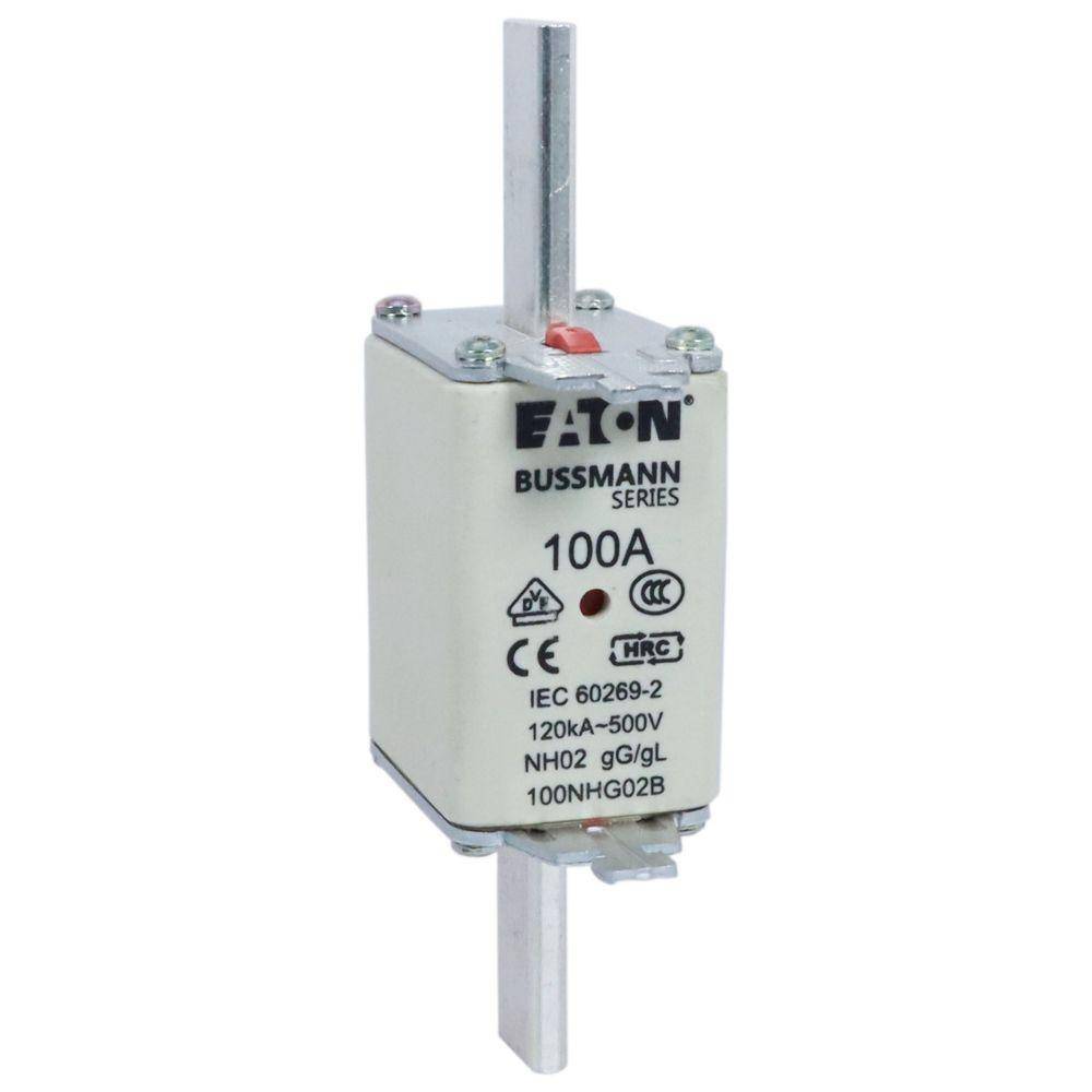 Edison 100NHG02B Fuse Link With Metal Gripping Lug, 500 VAC, 100 A