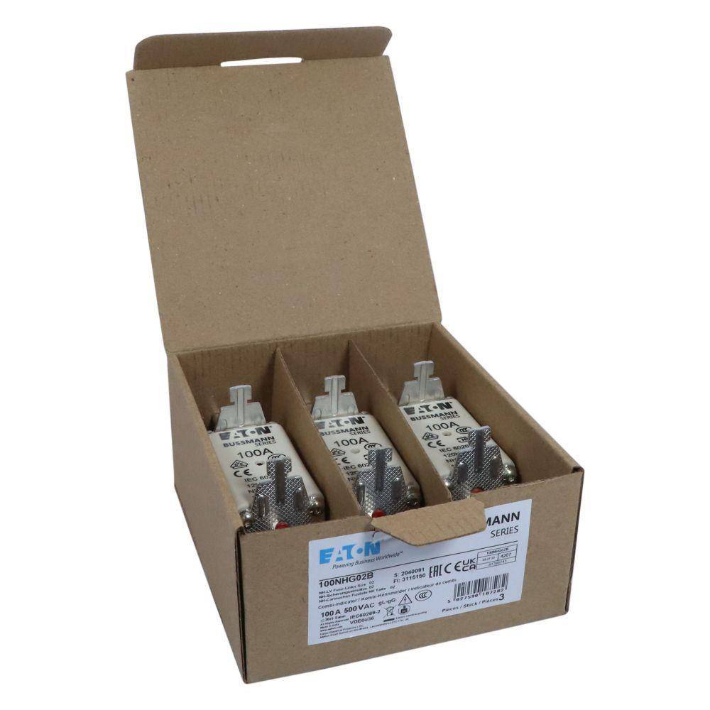 Edison 100NHG02B Fuse Link With Metal Gripping Lug, 500 VAC, 100 A