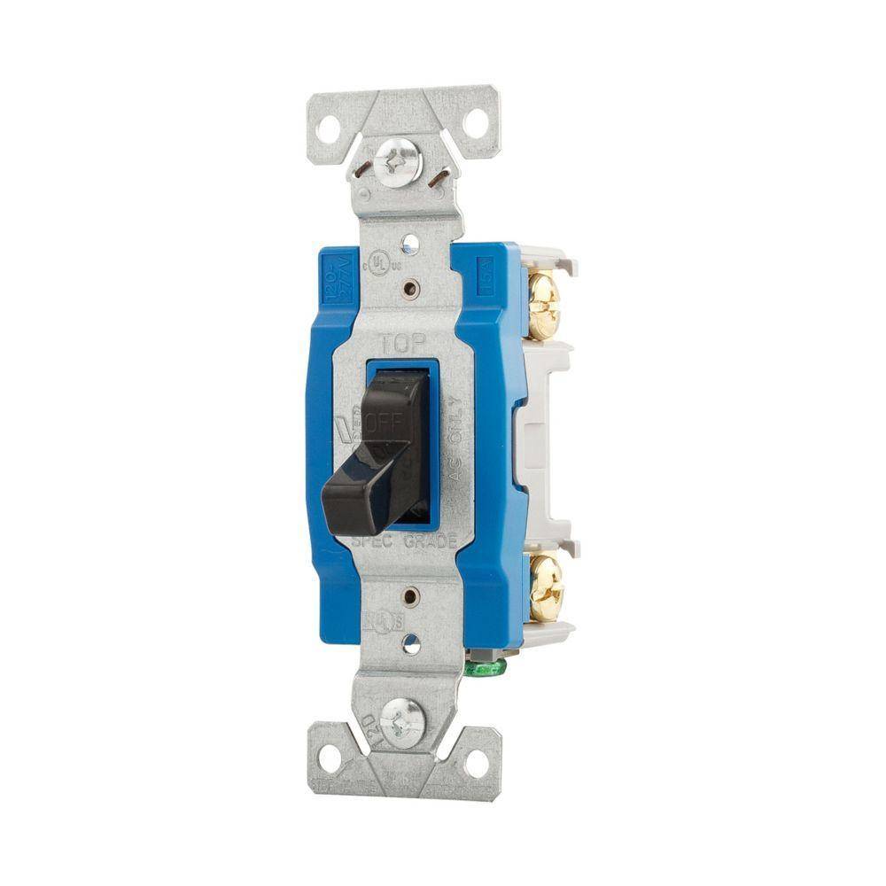 EATON Arrow Hart® 1201BK 1200 Construction Grade Toggle Switch, 120/277 VAC, 15 A, 1/2 hp