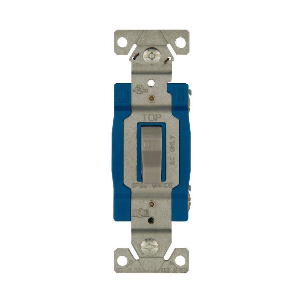 EATON Arrow Hart® 1201GY 1200 Construction Grade Toggle Switch, 120/277 V, 15 A, 1/2 hp Power Rating
