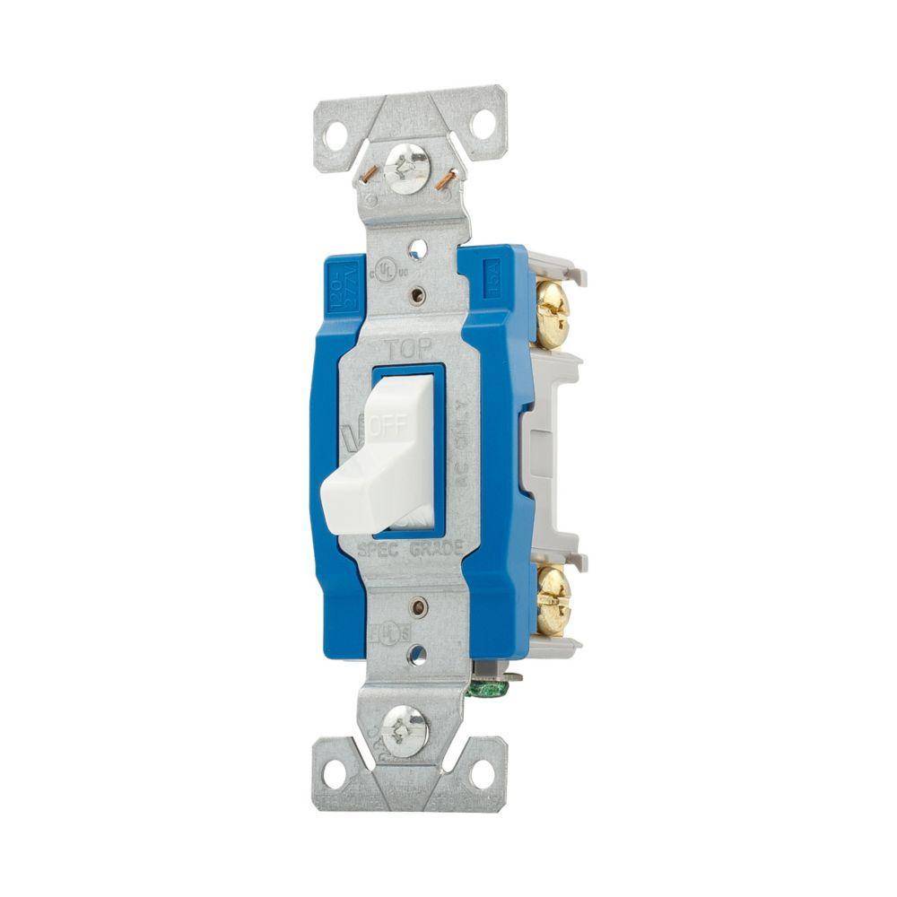 EATON Arrow Hart® 1201W 1200 Construction Grade Toggle Switch, 120/277 V, 15 A, 1/2 hp Power Rating
