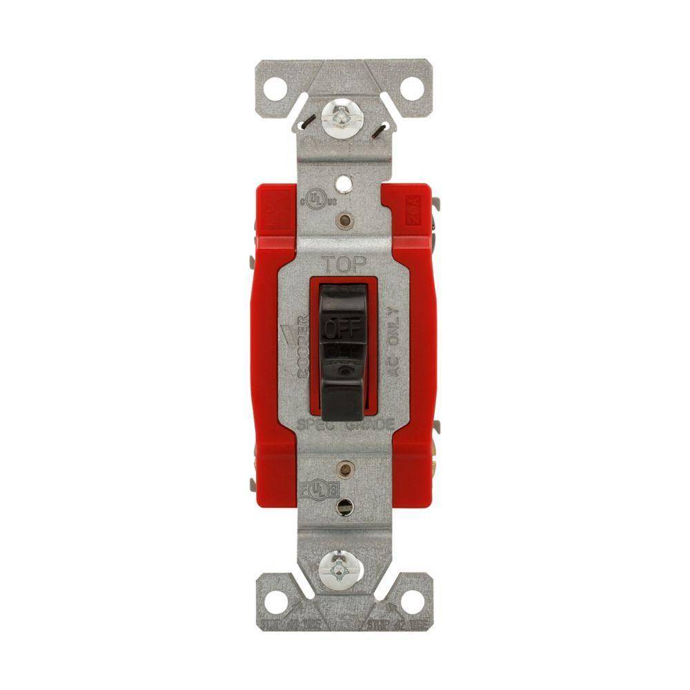 EATON Arrow Hart® 1222BK 1220 Automatic Grounding Construction Grade Toggle Switch, 120/277 V, 20 A, 1 hp Power Rating