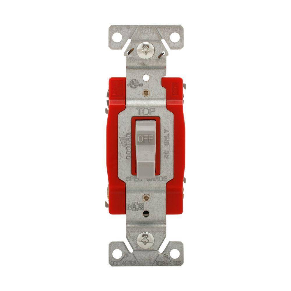 EATON Arrow Hart® 1222GY 1220 Automatic Grounding Construction Grade Toggle Switch, 120/277 V, 20 A, 1 hp Power Rating