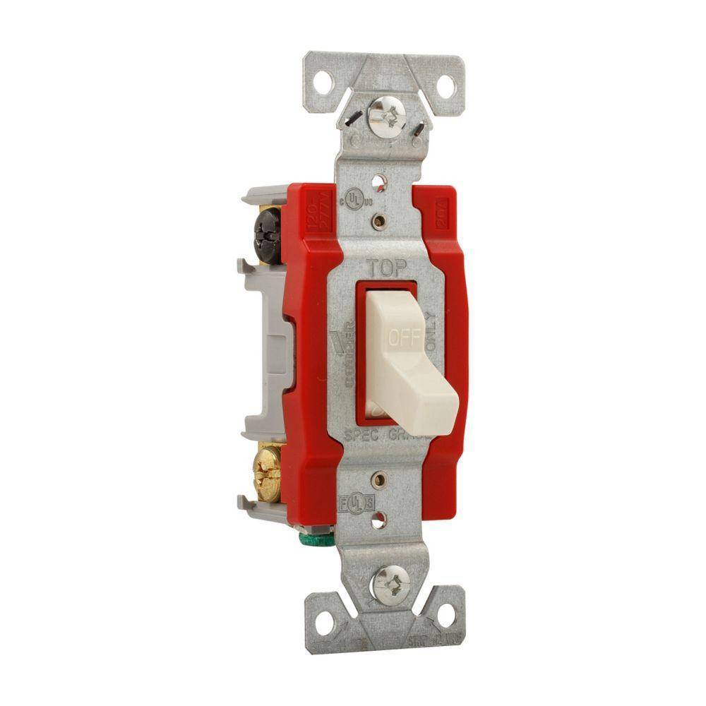 EATON Arrow Hart® 1222LA 1220 Automatic Grounding Construction Grade Toggle Switch, 120/277 V, 20 A, 1 hp Power Rating