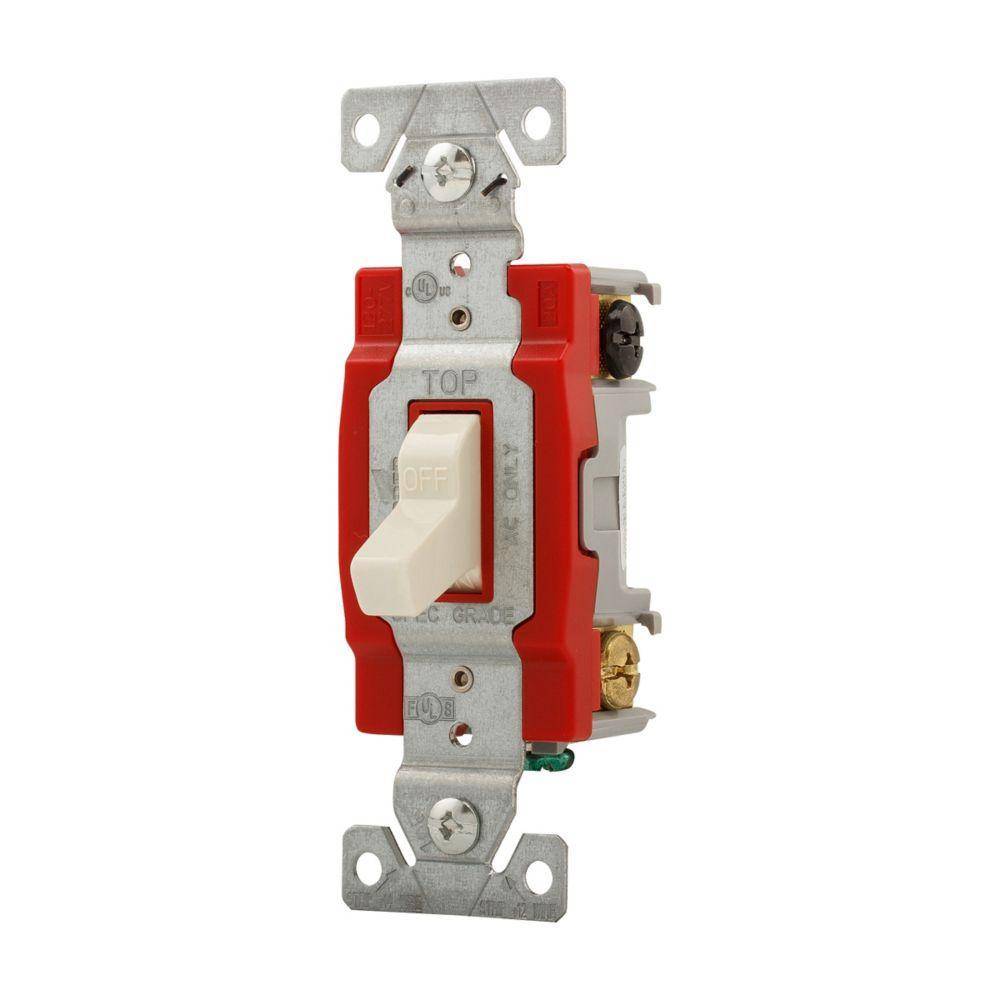 EATON Arrow Hart® 1222LA 1220 Automatic Grounding Construction Grade Toggle Switch, 120/277 V, 20 A, 1 hp Power Rating