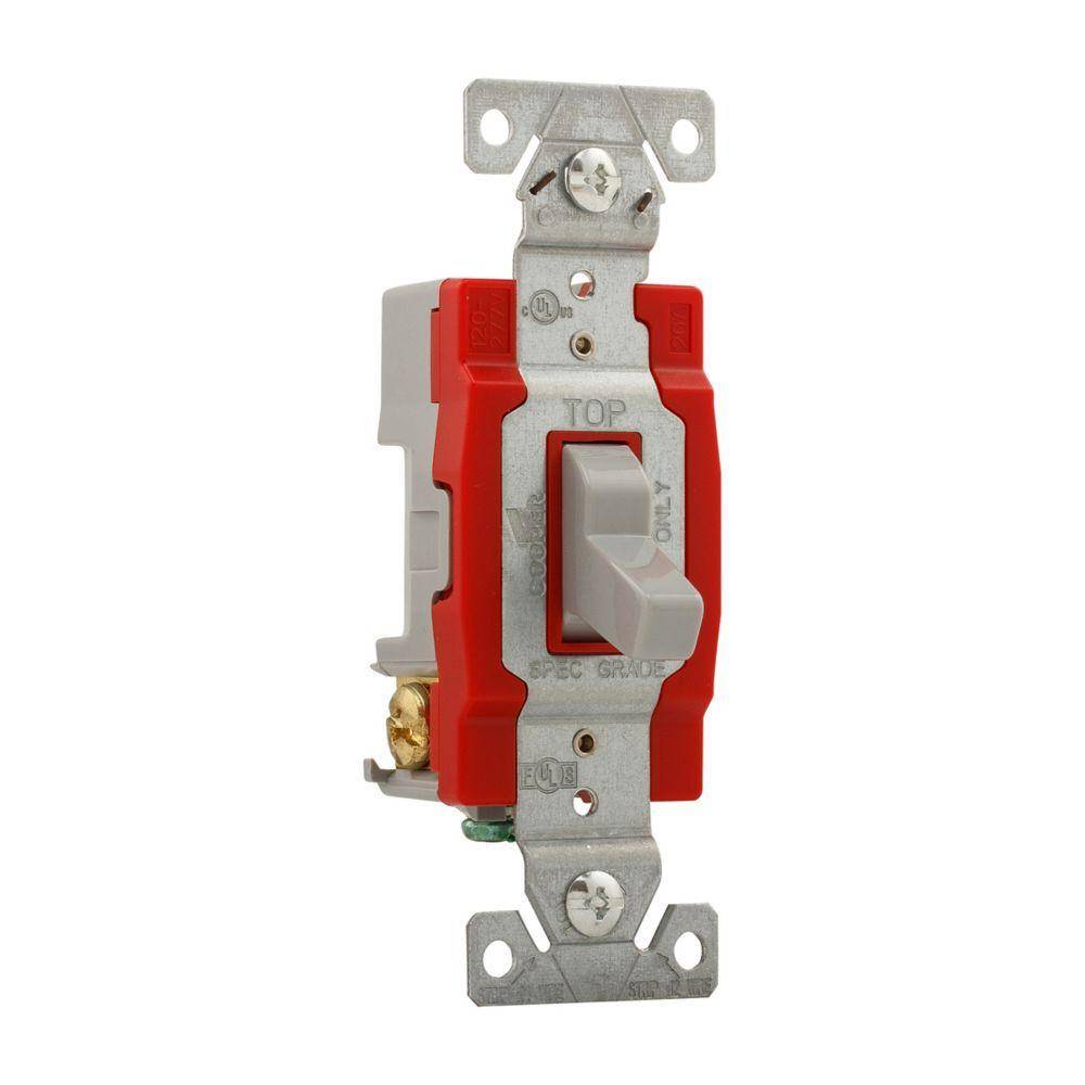 EATON Arrow Hart® 1223GY 1220 3-Way Construction Grade Toggle Switch, 120/277 V, 20 A, 1 hp Power Rating