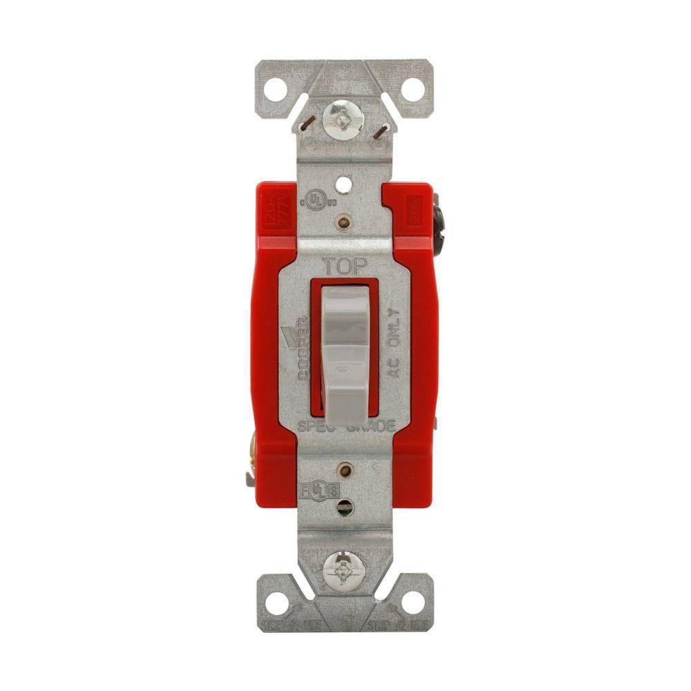 EATON Arrow Hart® 1223GY 1220 3-Way Construction Grade Toggle Switch, 120/277 V, 20 A, 1 hp Power Rating