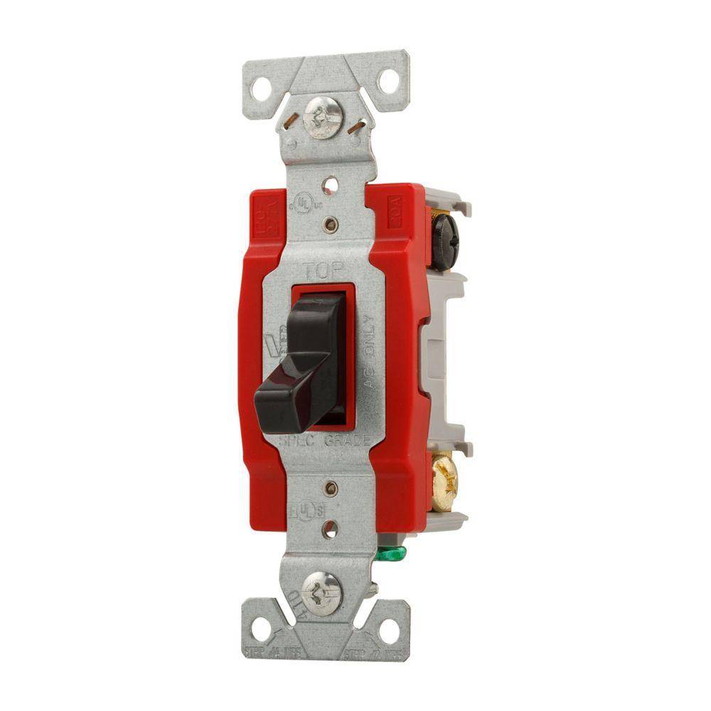 EATON Arrow Hart® 1224BK 1220 4-Way Construction Grade Toggle Switch, 120/277 V, 20 A, 1 hp Power Rating