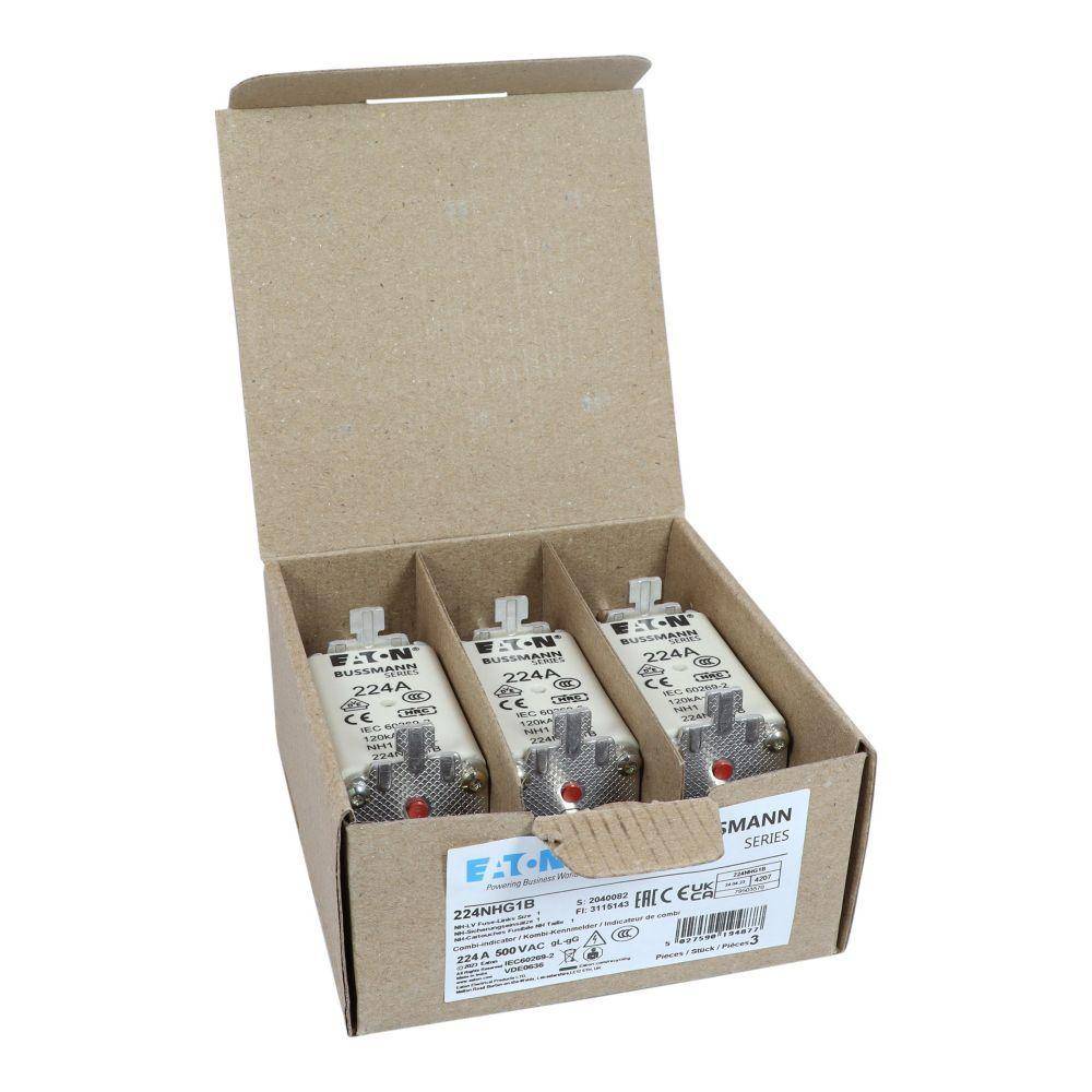 Edison Bussmann 224NHG1B NH Fuse Link, 500 VAC, 224 A, For Use With Class C gG/gL Fuse, Ceramic