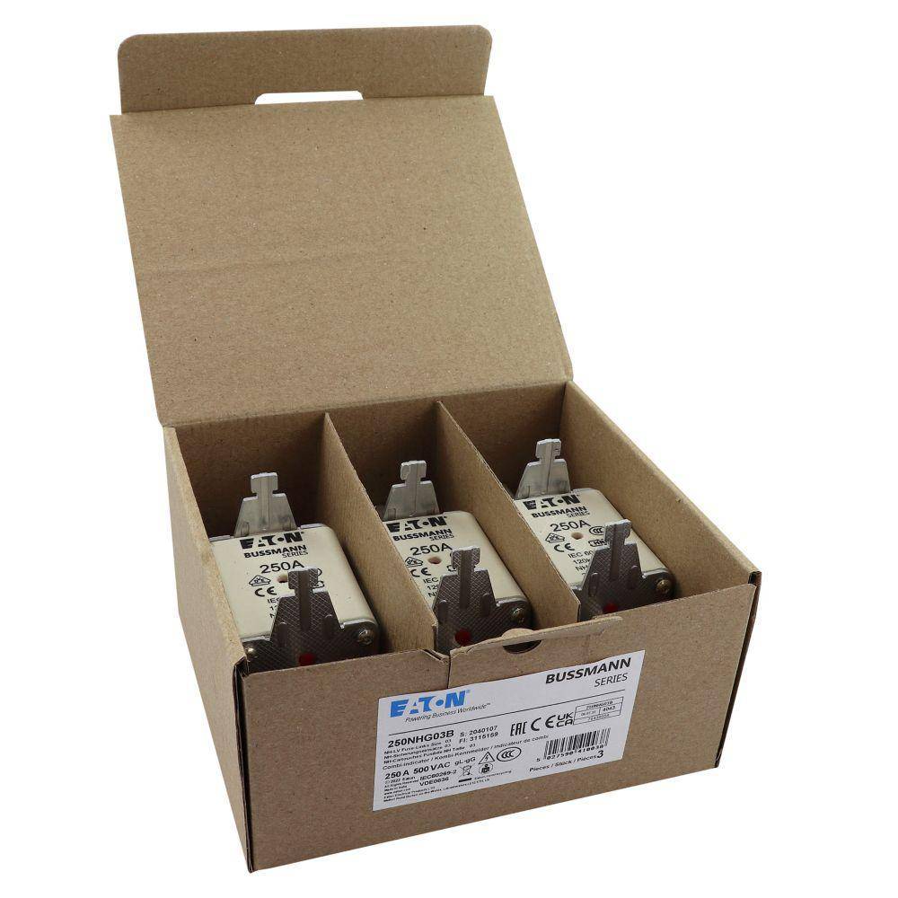Edison 250NHG03B Fuse Link With Metal Gripping Lug, 500 VAC, 250 A
