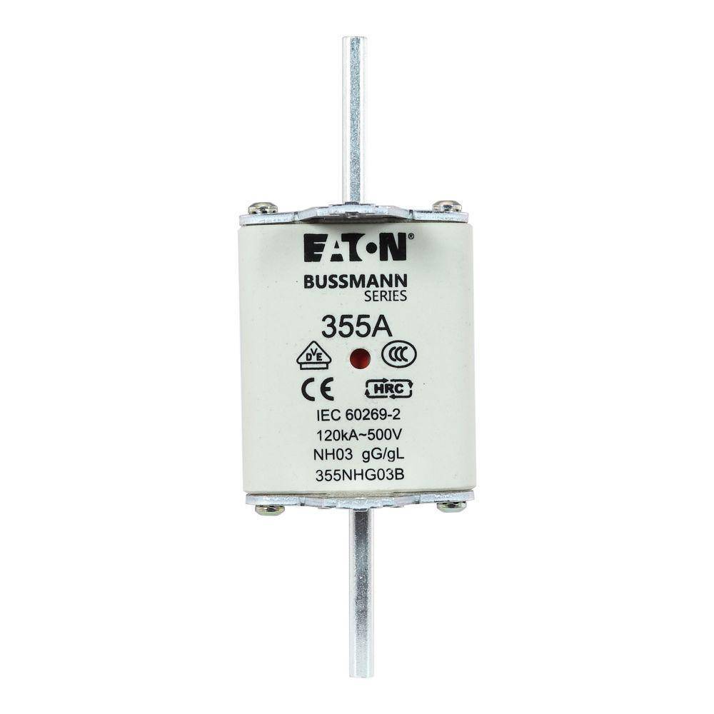 Edison 355NHG03B Fuse Link With Metal Gripping Lug, 500 VAC, 355 A