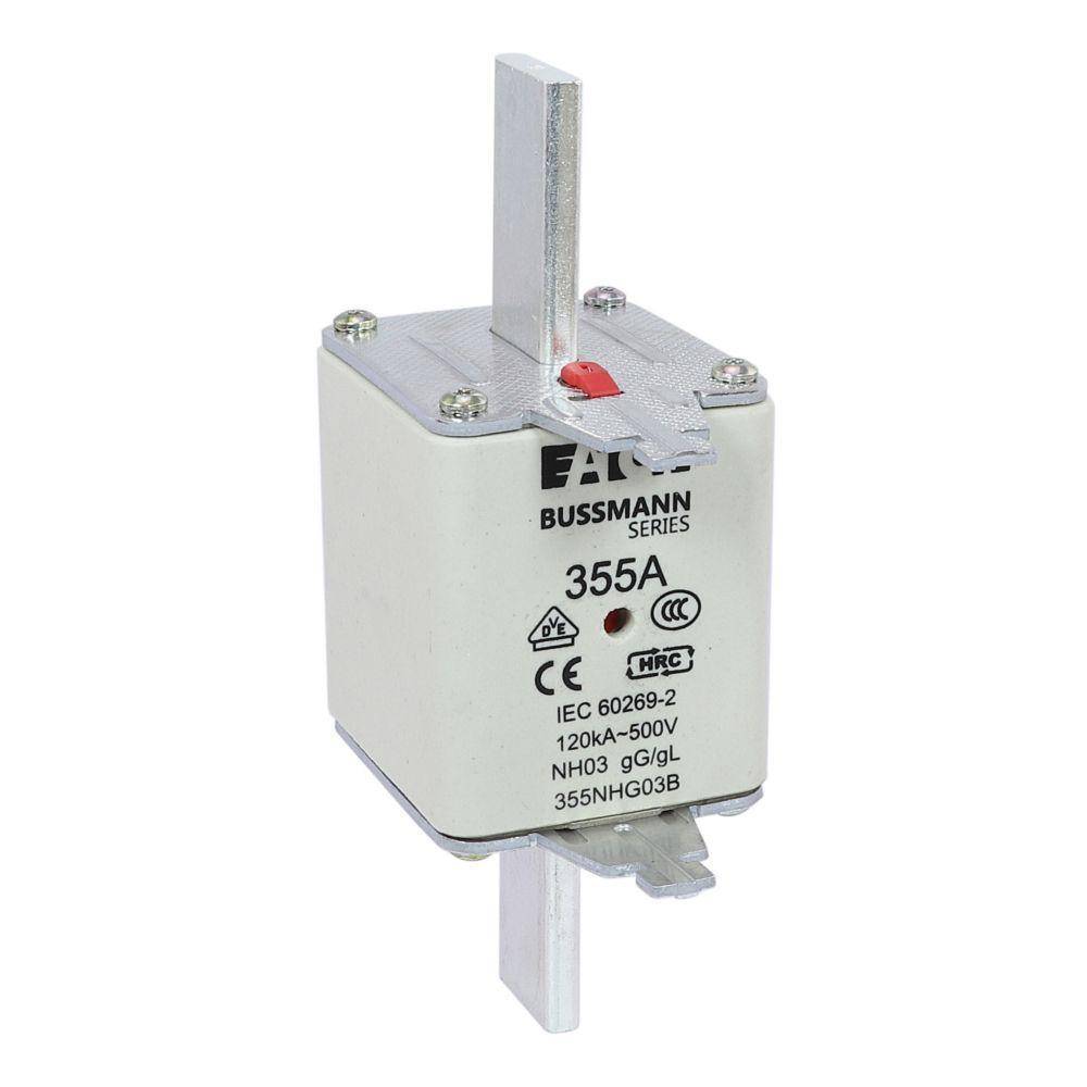 Edison 355NHG03B Fuse Link With Metal Gripping Lug, 500 VAC, 355 A