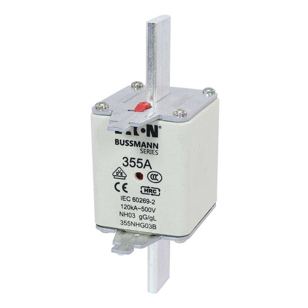 Edison 355NHG03B Fuse Link With Metal Gripping Lug, 500 VAC, 355 A