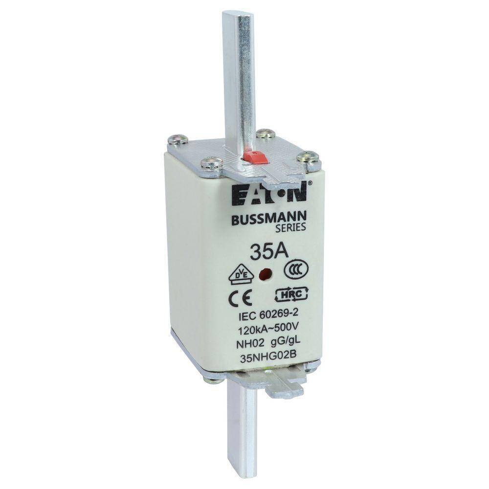 Edison 35NHG02B Fuse Link With Metal Gripping Lug, 500 VAC, 35 A