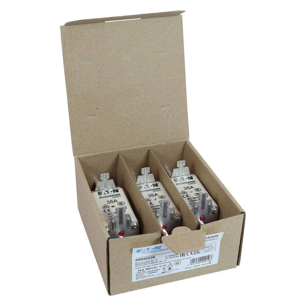 Edison 35NHG02B Fuse Link With Metal Gripping Lug, 500 VAC, 35 A