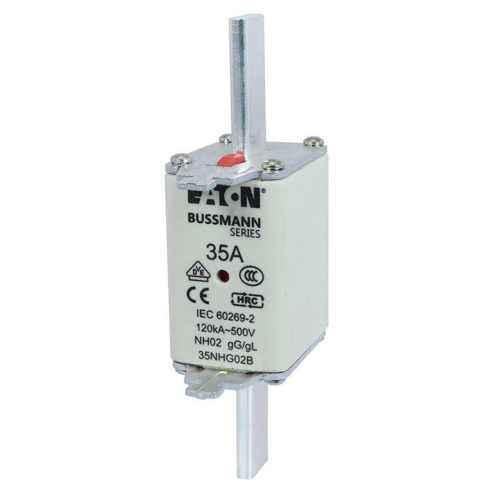 Edison 35NHG02B Fuse Link With Metal Gripping Lug, 500 VAC, 35 A