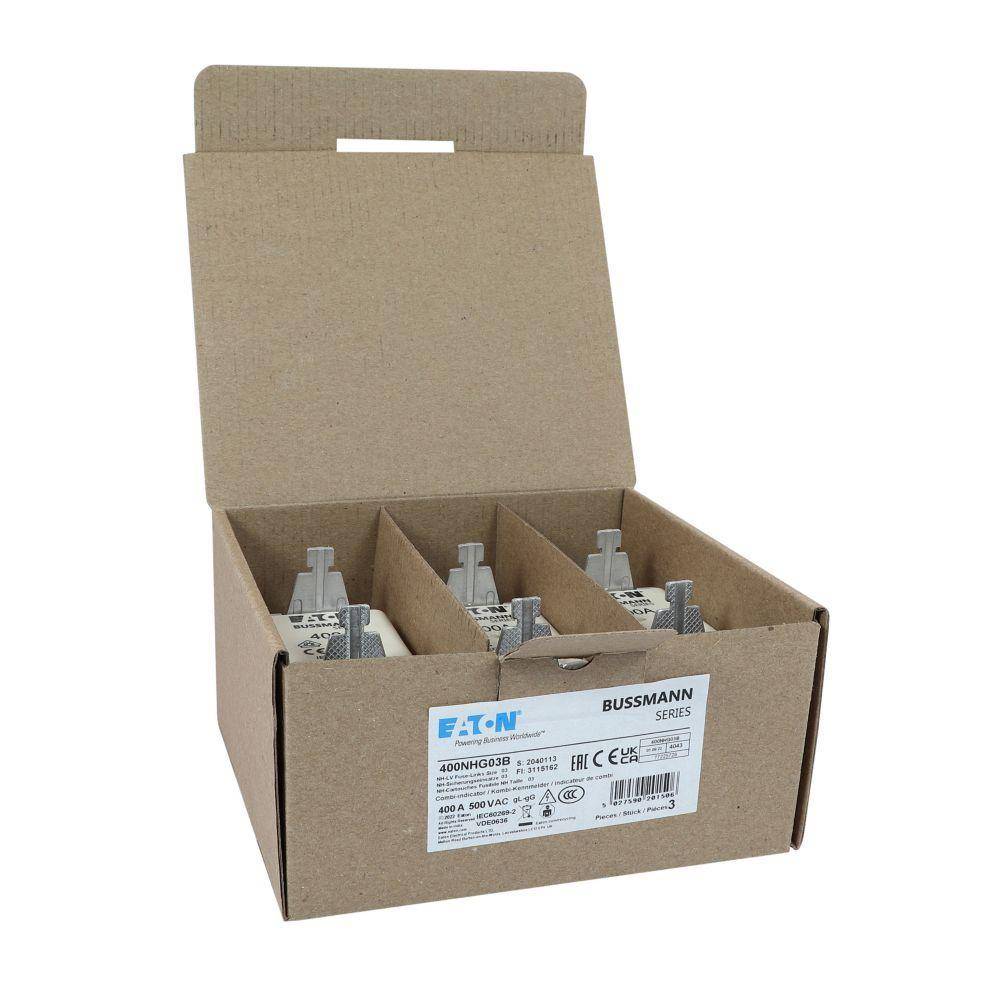 Edison 400NHG03B Fuse Link With Metal Gripping Lug, 500 VAC, 400 A