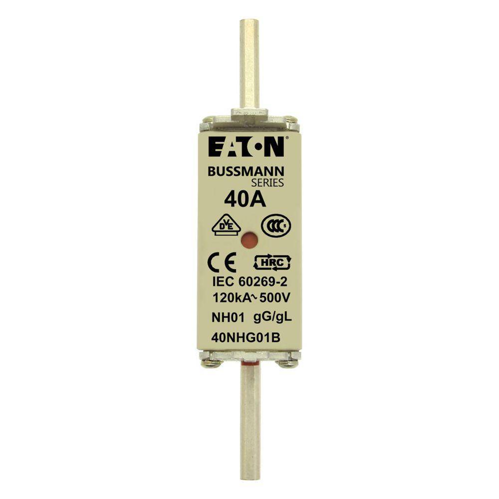 Edison 40NHG01B Fuse Link With Metal Gripping Lug, 500 VAC, 40 A