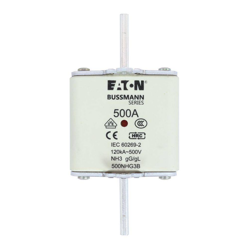 Edison 500NHG3B Fuse Link With Metal Gripping Lug, 500 VAC, 500 A