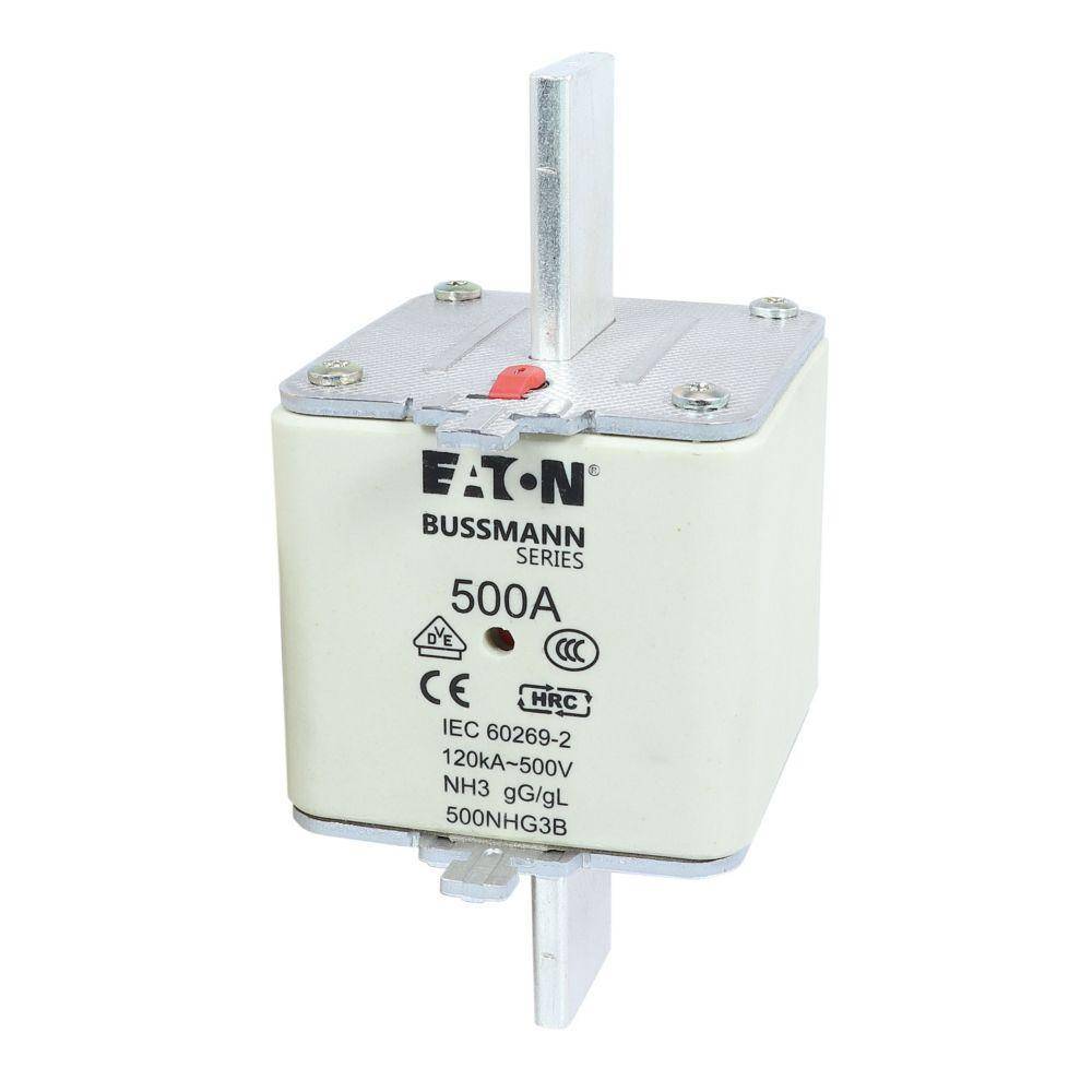 Edison 500NHG3B Fuse Link With Metal Gripping Lug, 500 VAC, 500 A