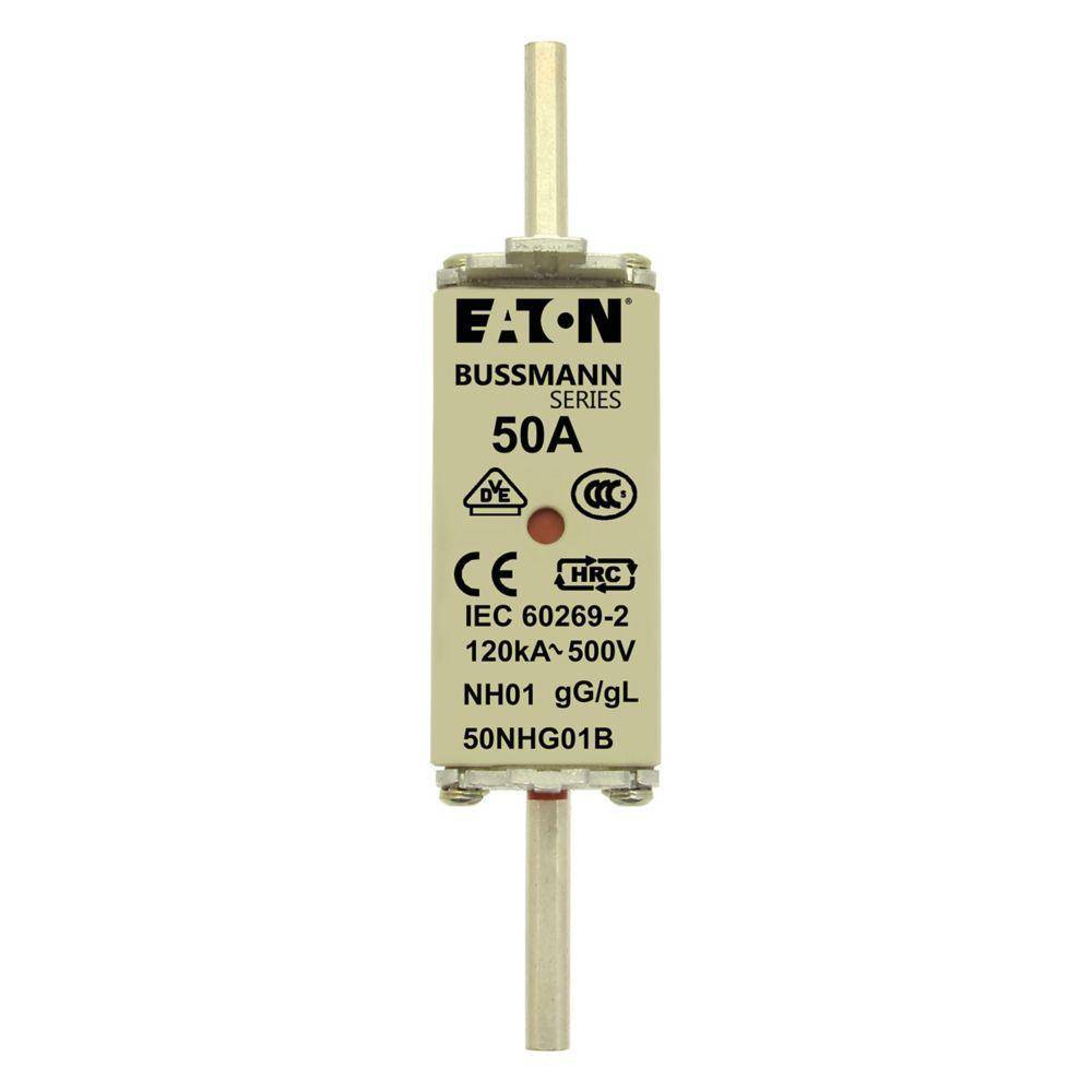 Edison 50NHG01B Fuse Link With Metal Gripping Lug, 500 VAC, 50 A