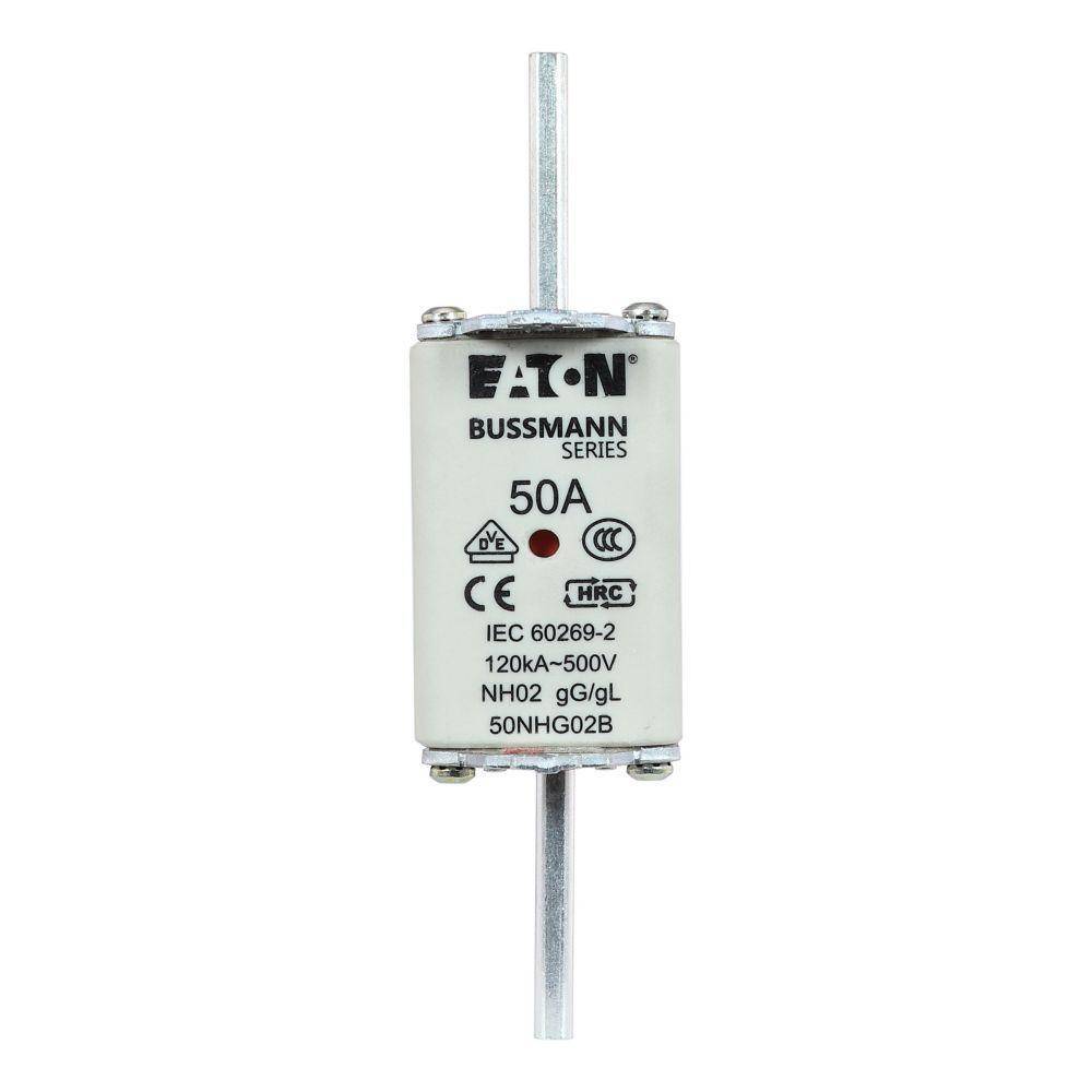 Edison 50NHG02B Fuse Link With Metal Gripping Lug, 500 VAC, 50 A