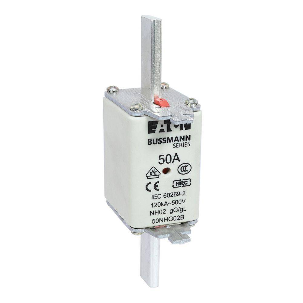 Edison 50NHG02B Fuse Link With Metal Gripping Lug, 500 VAC, 50 A