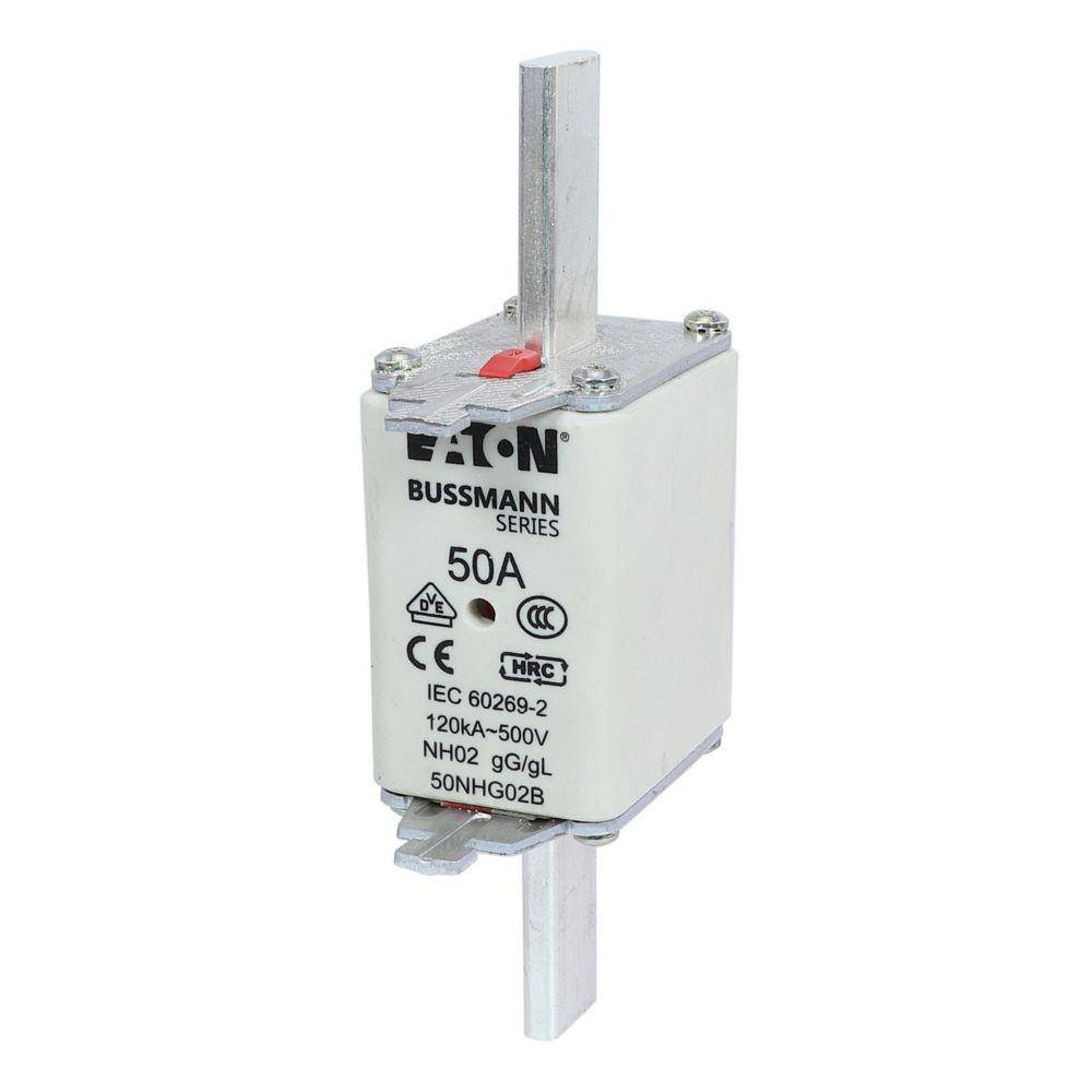 Edison 50NHG02B Fuse Link With Metal Gripping Lug, 500 VAC, 50 A