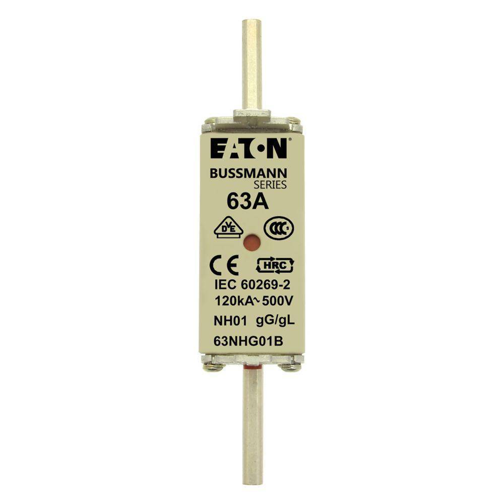 Edison 63NHG01B Fuse Link With Metal Gripping Lug, 500 VAC, 63 A