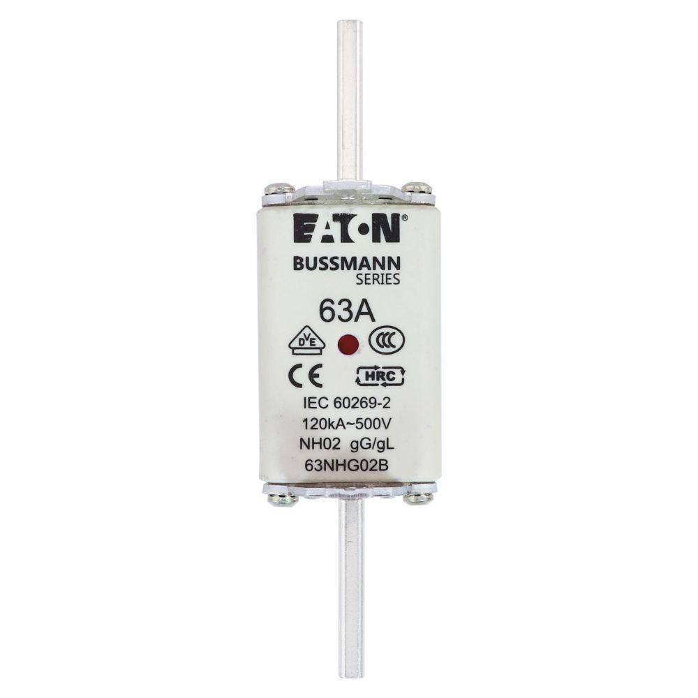 Edison 63NHG02B Fuse Link With Metal Gripping Lug, 500 VAC, 63 A