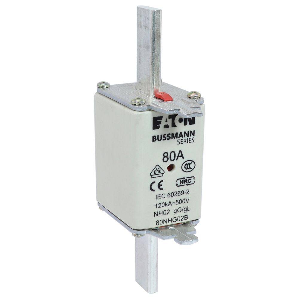 Edison 80NHG02B Fuse Link With Metal Gripping Lug, 500 VAC, 80 A
