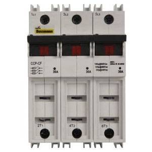 Bussmann CUBEFuse® CCP-3-30CF Compact Circuit Protector, 600 VAC, 30 A, 3 Poles, Class CF Fuse, 18 to 6 AWG Wire