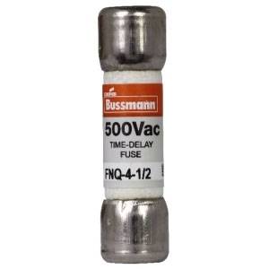 Bussmann Tron® FNQ-4-1/2 Low Voltage Supplemental Time Delay Midget Fuse, 4.5 A, 500 VAC, 10000 A Interrupt, Class: Supplemental, Cartridge Body