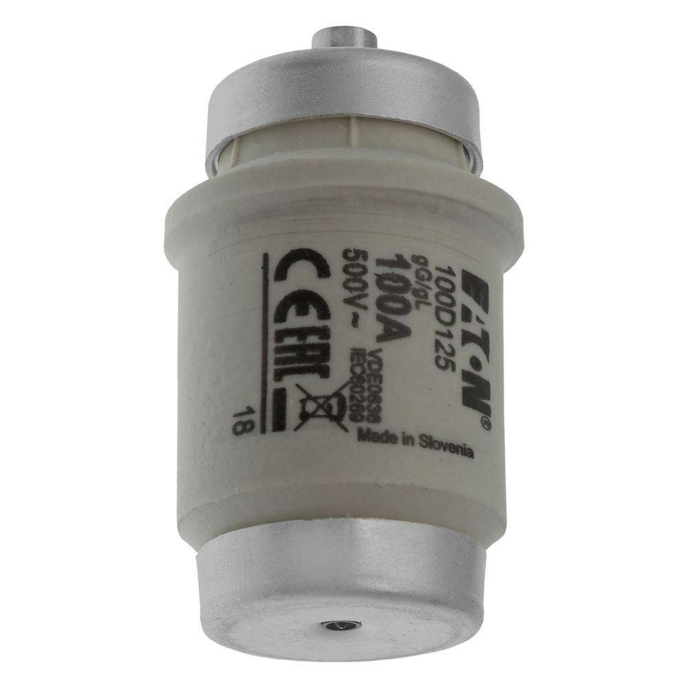 Edison 100D125 Type D Diazed Low Voltage Time Delay Time-Delay Fuse Link, 100 A, 500 VAC, Class: gG/gL, Round Body