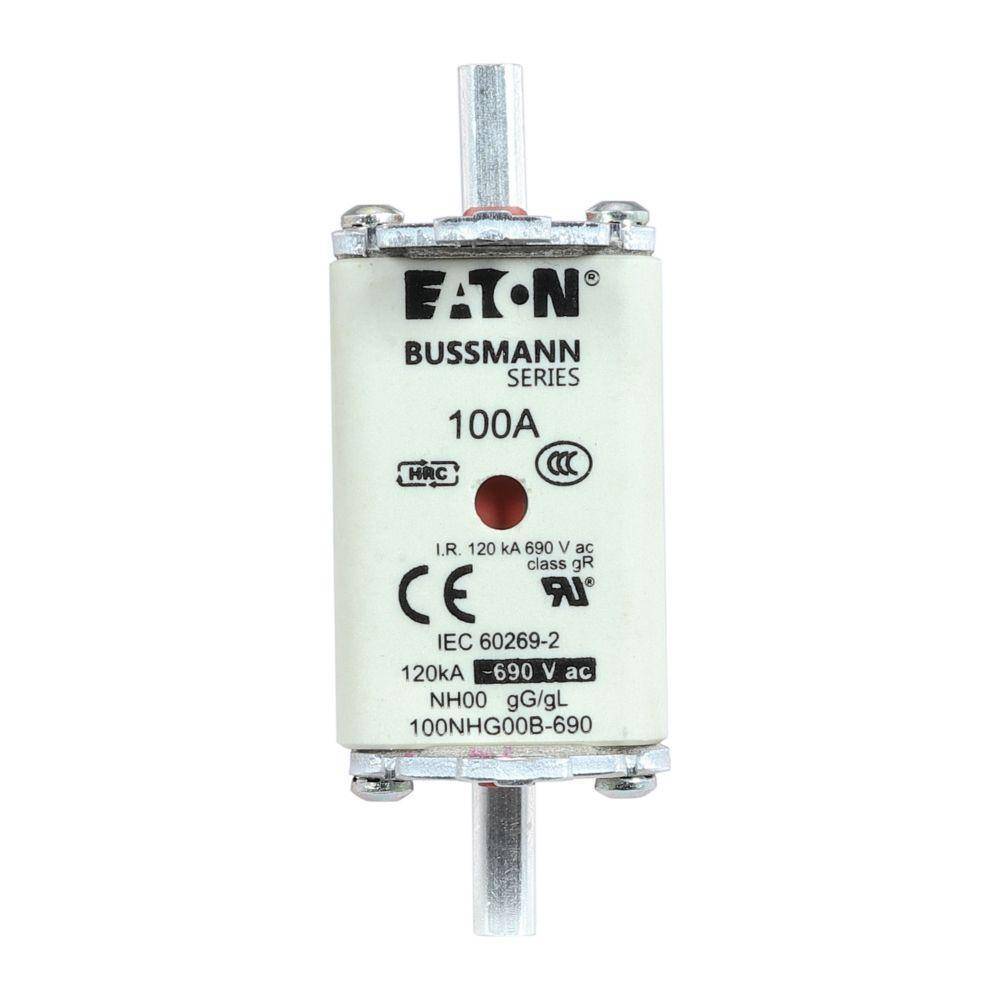 Bussmann 100NHG00B-690 Size 00 Dual Indicator Low Voltage NH Fuse Link, 690 V, 100 A, For Use With Class C gG/gL Fuse, Ceramic