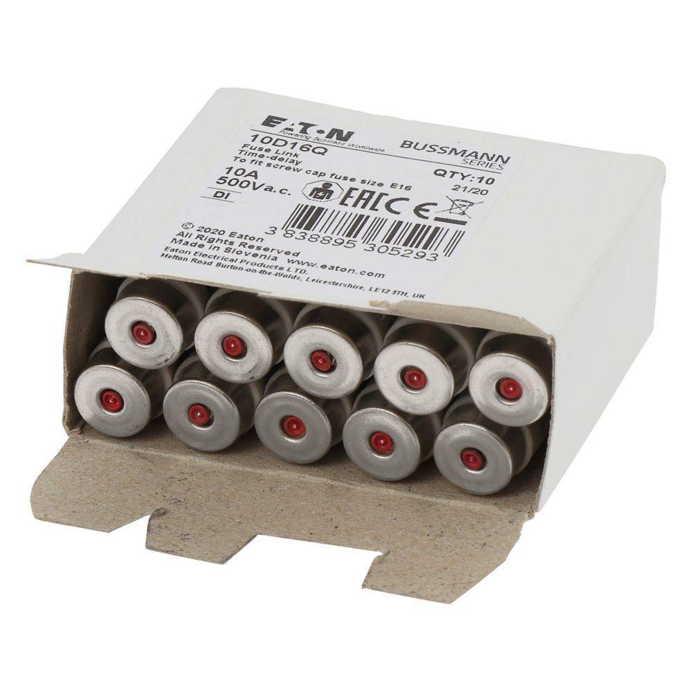 Edison 10D16Q Diazed Fast-Acting Fuse, 10 A, 500 VAC, 50 kA Interrupt, Class: gG