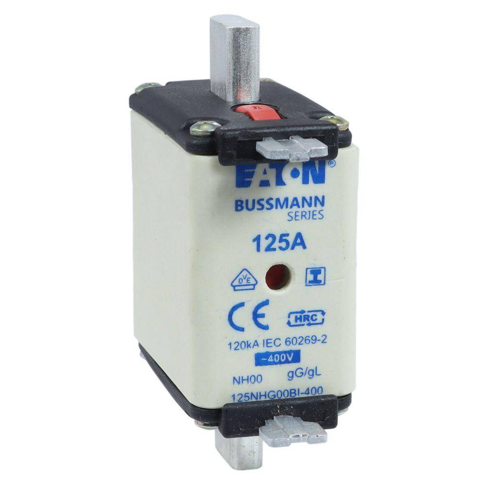 Bussmann 125NHG00BI-400 Size 00 Dual Indicator Low Voltage NH Fuse Link, 400 V, 125 A, For Use With Class C/gG/gL Fuse, Ceramic