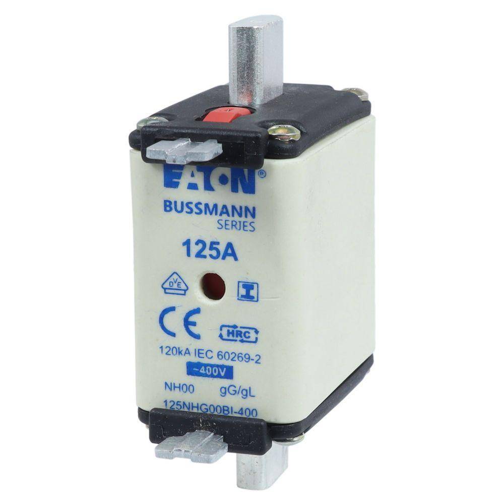Bussmann 125NHG00BI-400 Size 00 Dual Indicator Low Voltage NH Fuse Link, 400 V, 125 A, For Use With Class C/gG/gL Fuse, Ceramic