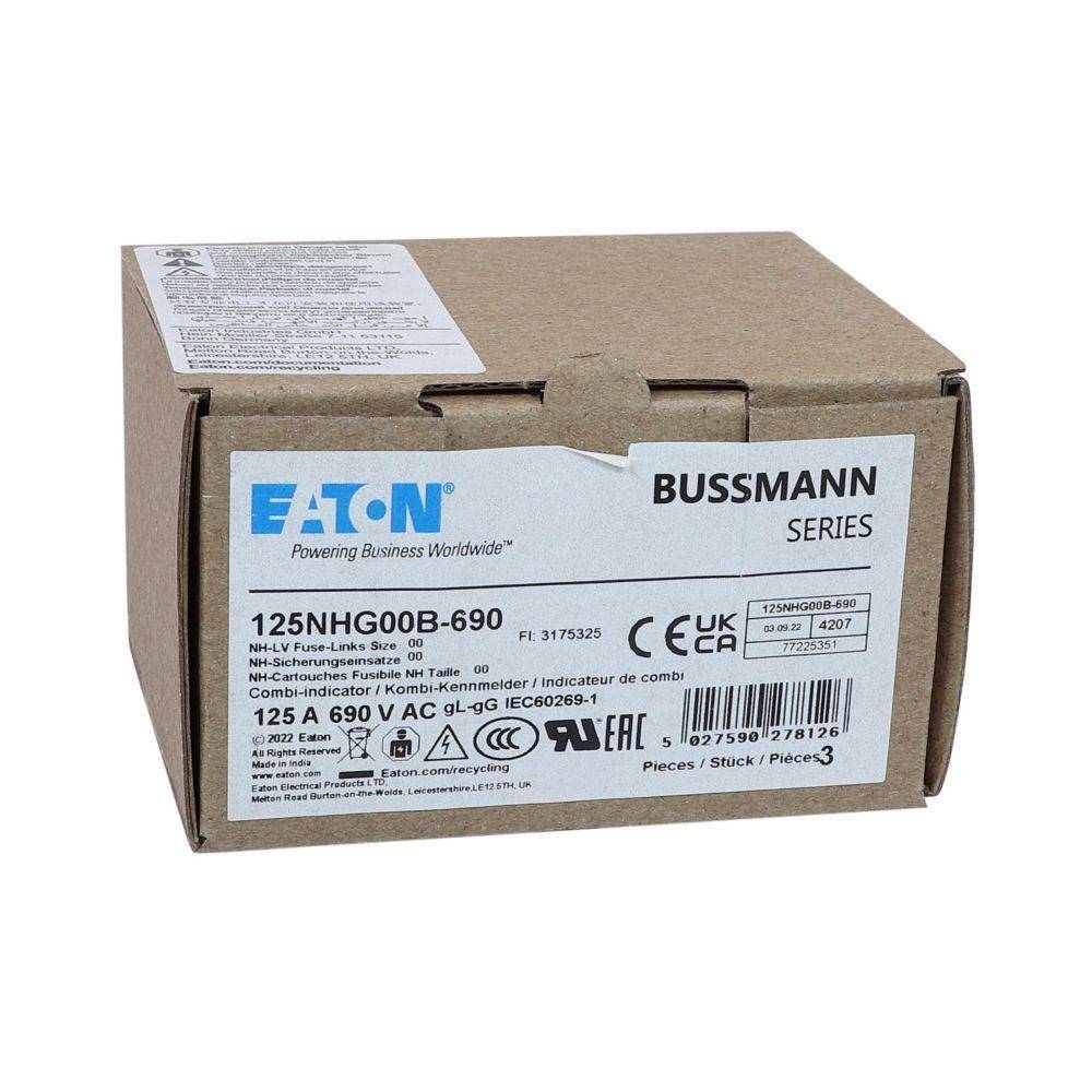 Edison 125NHG00B-690 Fuse Link With Metal Gripping Lug, 690 VAC, 125 A