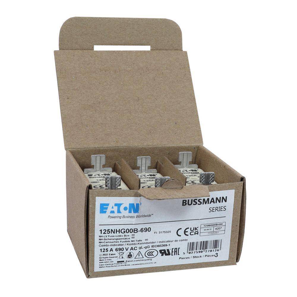 Edison 125NHG00B-690 Fuse Link With Metal Gripping Lug, 690 VAC, 125 A