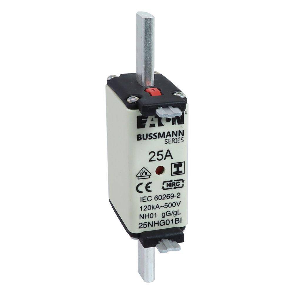 Bussmann 125NHG01BI Size 01 Dual Indicator Low Voltage NH Fuse Link, 500 V, 125 A, For Use With Class C/gG/gL Fuse, Ceramic