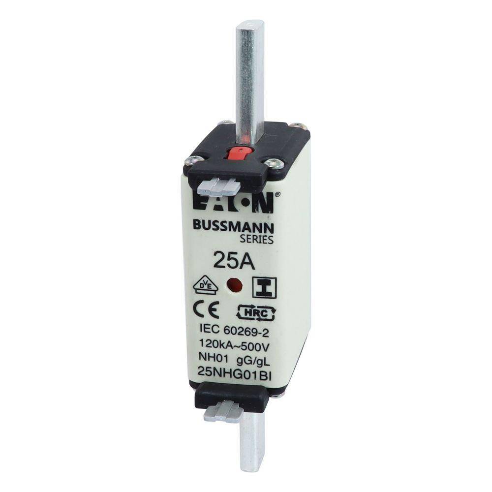 Bussmann 125NHG01BI Size 01 Dual Indicator Low Voltage NH Fuse Link, 500 V, 125 A, For Use With Class C/gG/gL Fuse, Ceramic
