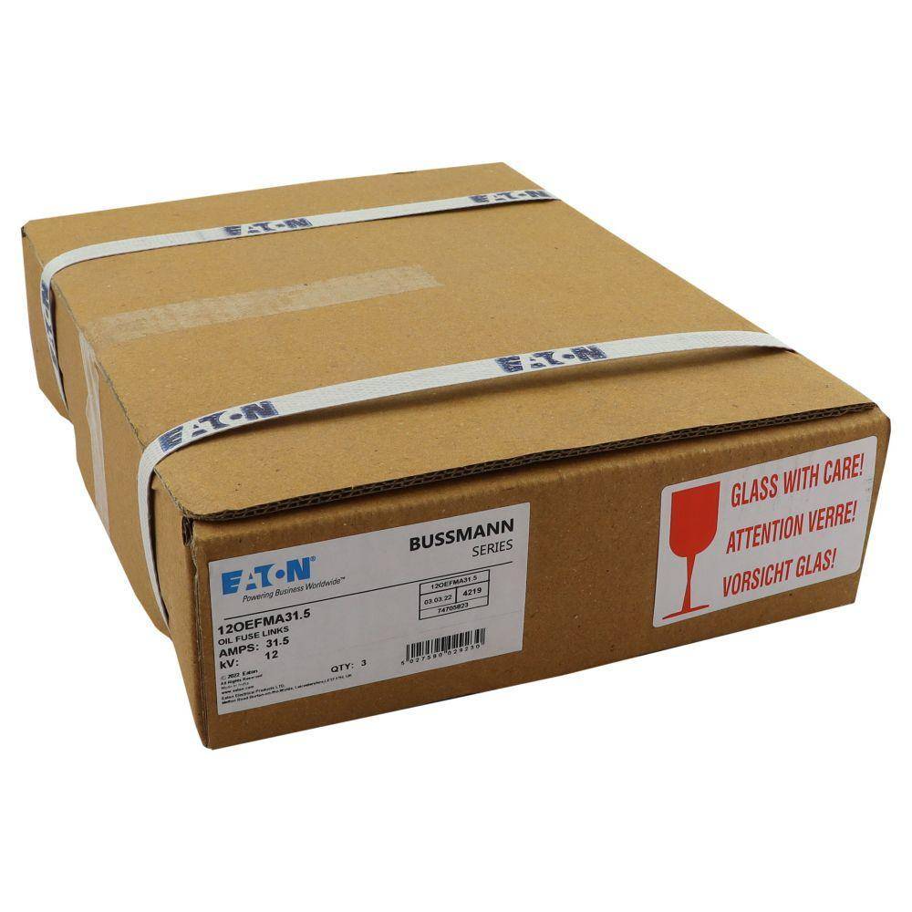 Bussmann 12OEFMA31.5 OEF British Standard Medium Voltage Oiltight IEC Fuse With Powerful Pyrotechnic Striker Pin, 31.5 A, 12 kV, 40 kA Interrupt, Class: Back-Up, Cartridge Body