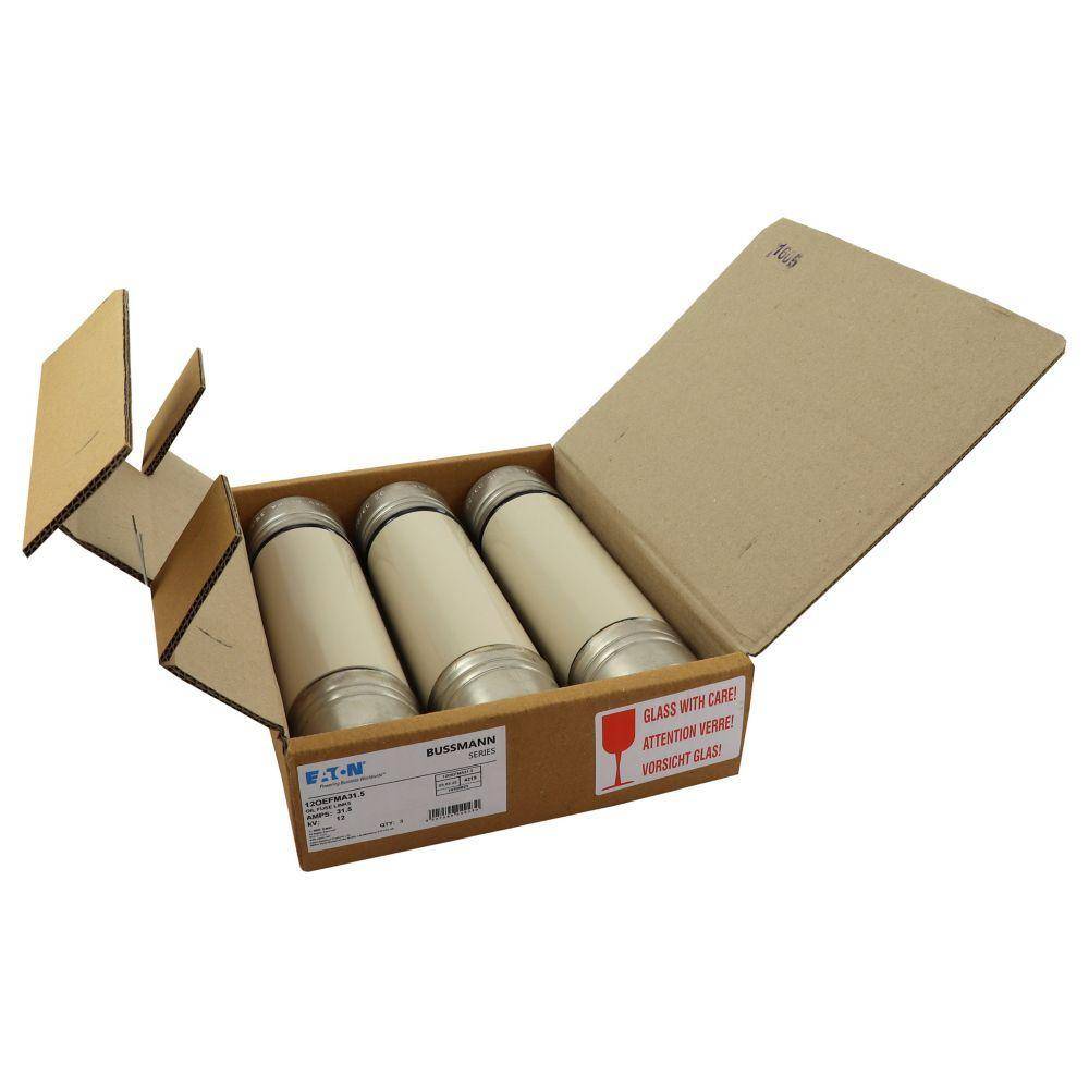 Bussmann 12OEFMA31.5 OEF British Standard Medium Voltage Oiltight IEC Fuse With Powerful Pyrotechnic Striker Pin, 31.5 A, 12 kV, 40 kA Interrupt, Class: Back-Up, Cartridge Body