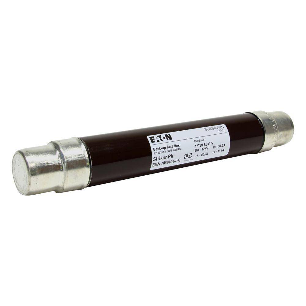 Bussmann 12TDLEJ31.5 Type T Back-Up Current Limiting DIN Dimensioned Medium Voltage IEC Fuse, 31.5 A, 12 kV, 63 kA Interrupt, Cartridge Body