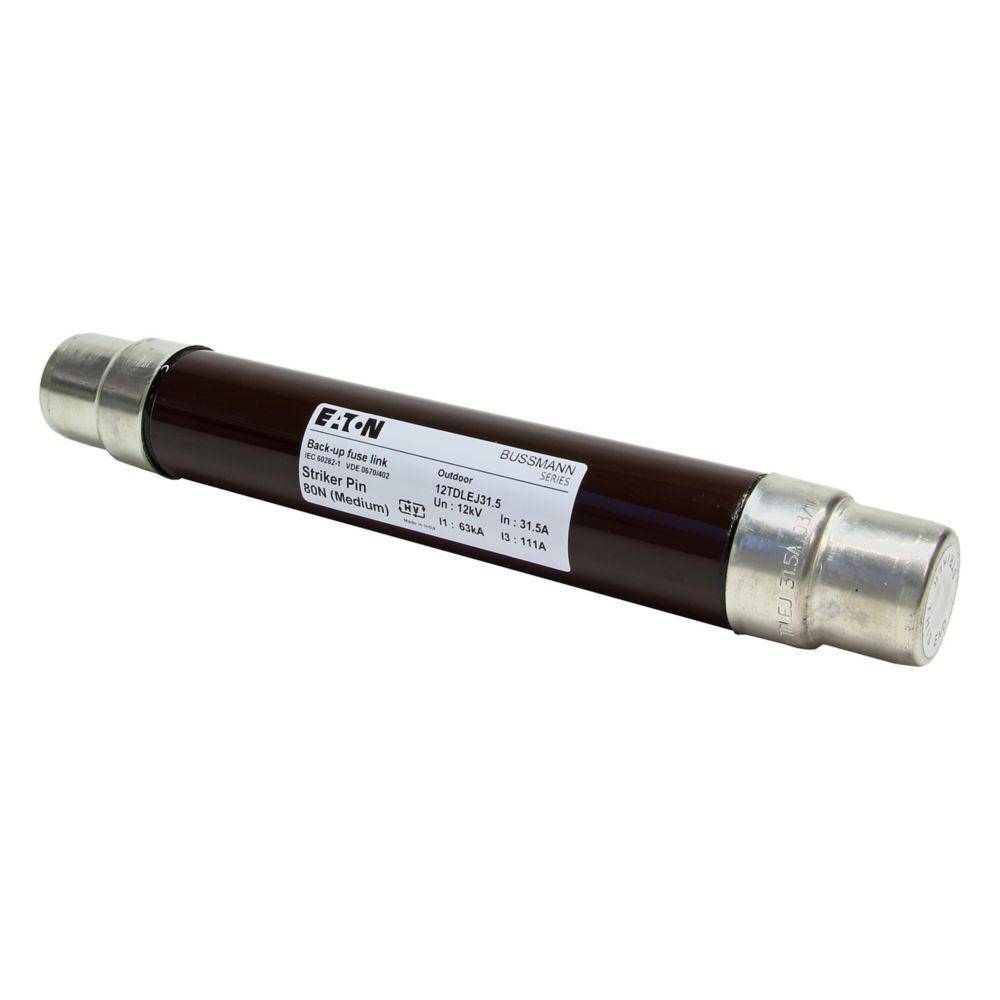Bussmann 12TDLEJ31.5 Type T Back-Up Current Limiting DIN Dimensioned Medium Voltage IEC Fuse, 31.5 A, 12 kV, 63 kA Interrupt, Cartridge Body