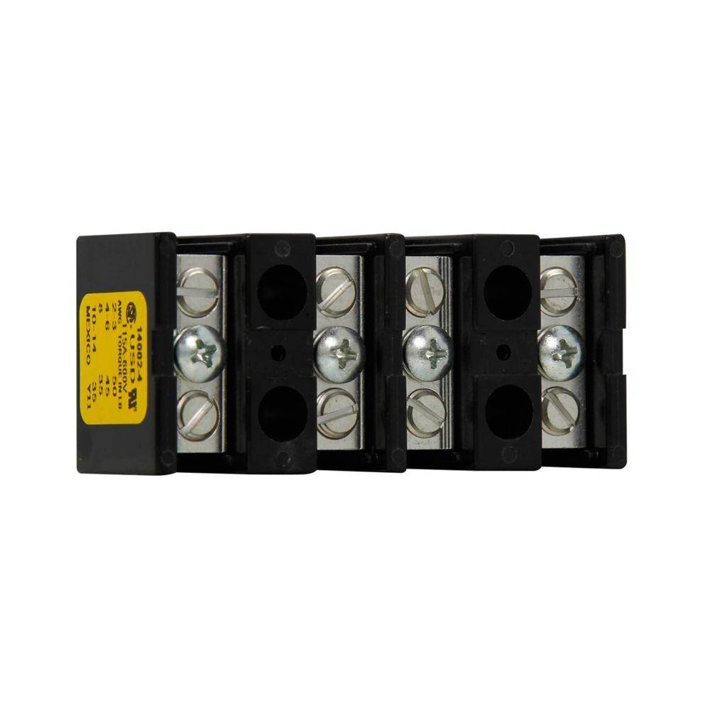 Bussmann 14002-5 5-Pole Barrier Power Terminal Block, 600 VAC, 115 A, 14 to 2 AWG Wire