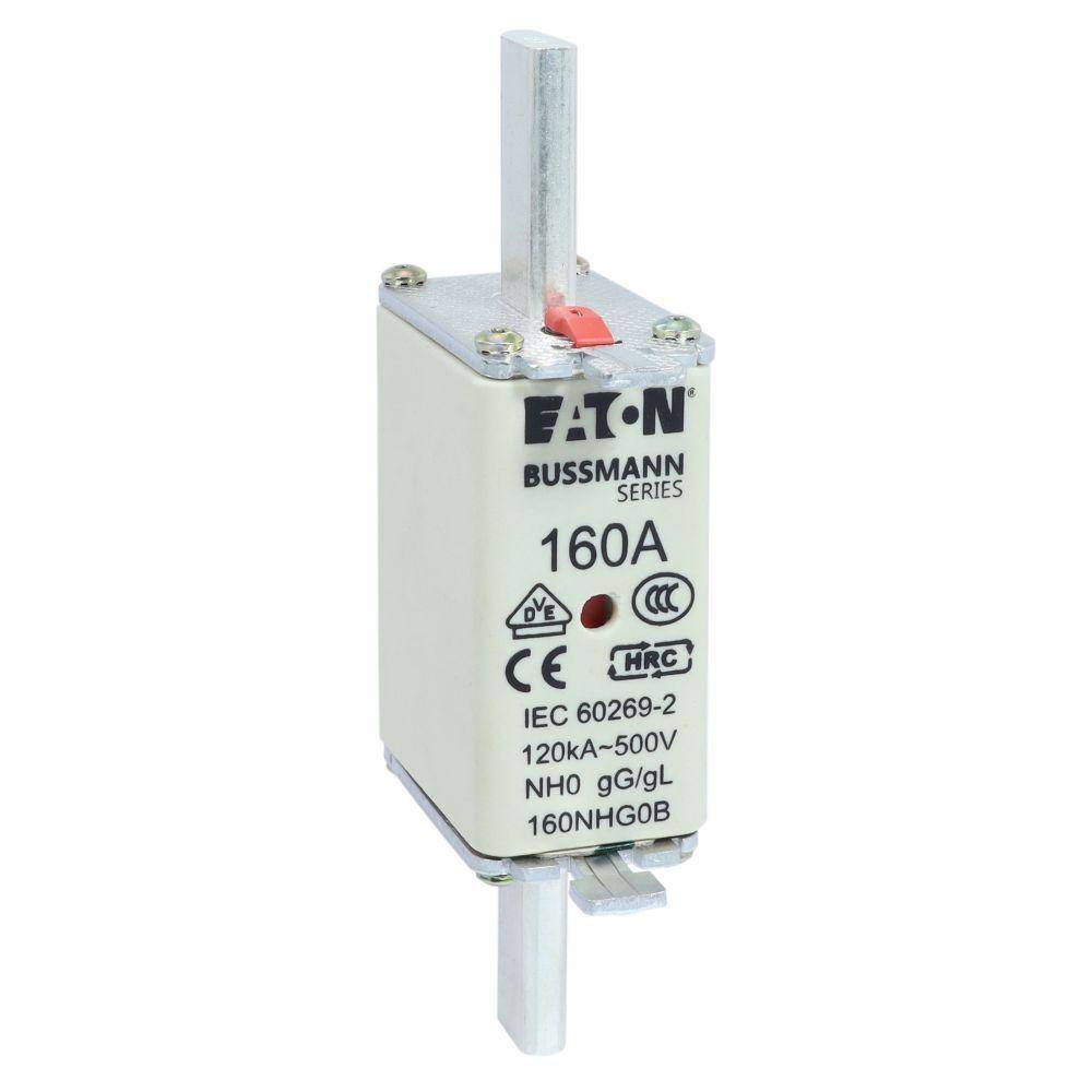 Bussmann 160NHG0B Size 0 Dual Indicator Low Voltage NH Fuse Link, 500 V, 160 A, For Use With Class C/gG/gL Fuse, Ceramic